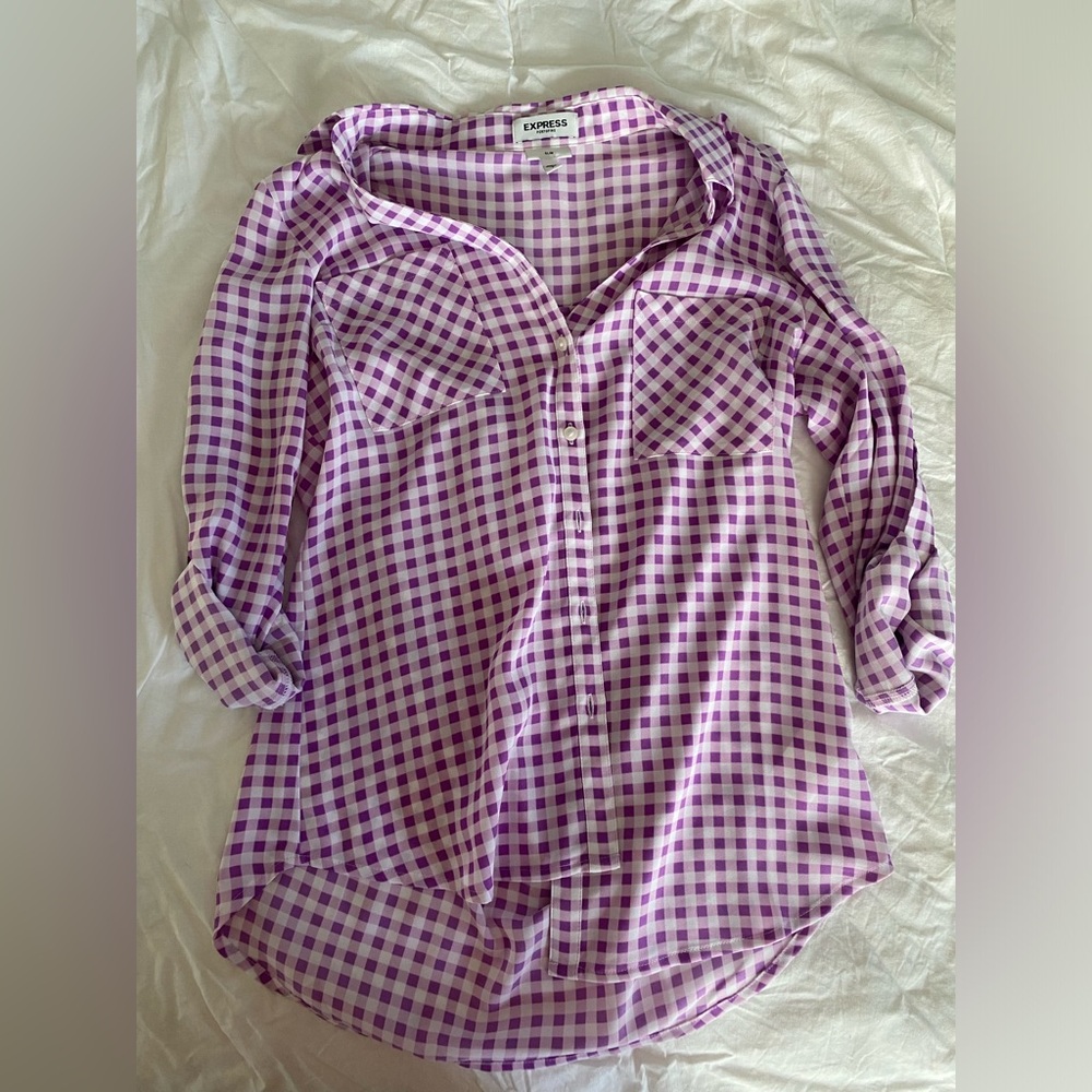Classic portofino blouse with a cute plaid pattern
